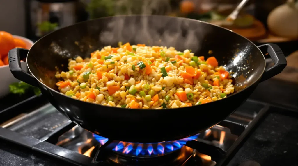 Je prépare ce riz sauté aux carottes et au poireau à la sauce soja dès que je veux un dîner healthy et express